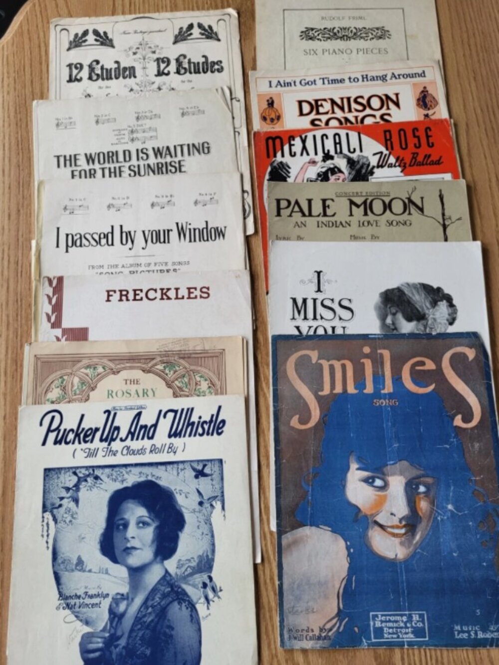 VTG 1900s Sheet Music Lot 12 Piano Songs Rosary 1898 Smiles 1917 Romance Smiles